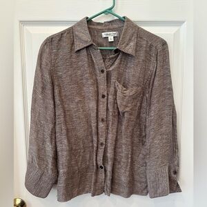 Coldwater Creek Women's Brown Silk and Linen Blend Shirt